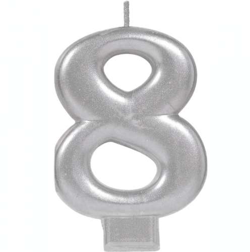 Metallic Silver Candle - No 8